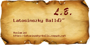 Latosinszky Balló névjegykártya